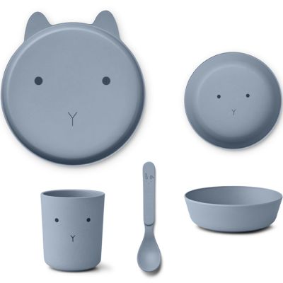 Coffret repas en bioplastique Brody Rabbit Stormy blue (4 pièces)