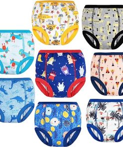 FLYISH DIRECT Culotte d'apprentissage 100% Coton, Culotte Apprentissage propreté Garcon, Culotte d Apprentissage Lavable, Lot de 8, 2 Ans, Bleu Frais